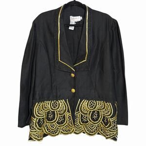 VINTAGE 80s 90s FORMAL BLAZER BY DAVINCI PLUS SIZE 20 XL BEADED LACE RETRO PARTY
